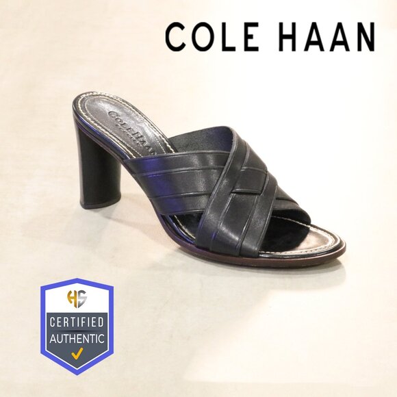 Cole Haan Country Mule Open-Toe High-Heel Sandals - Black - Size 6B - Picture 1 of 15